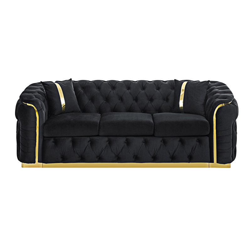 Button Tufted Sofa Couch With Pillows