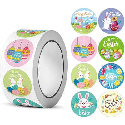 500 pièces, autocollants de Pâques, autocollants de lapin, œufs mignons, autocollants pour enfants, joyeuses Pâques, fournitures de fête, décorations-cadeaux