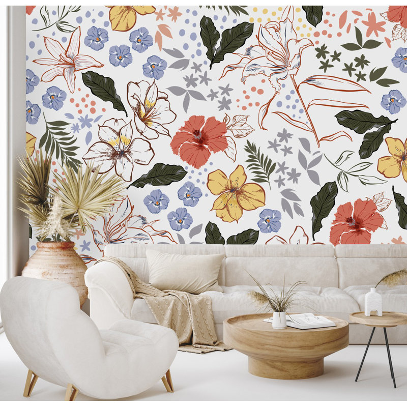 Peel & Stick Floral Wall Mural, 10.42' W x 10.42' L
