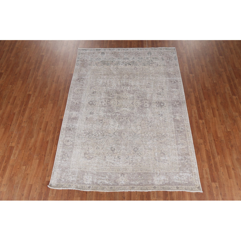 Tapis rétro en laine de style persan Tabriz rétro noué à la main 7 x 9