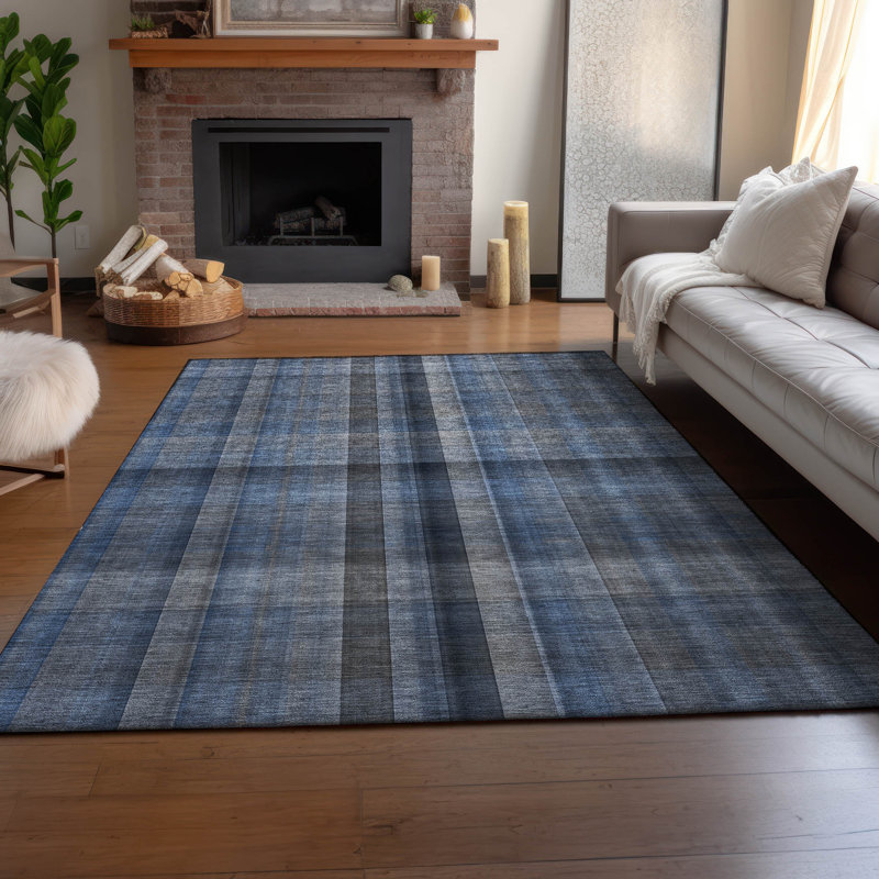 Tapis bleu Cerrito AMF548 lavable à la machine de qualité supérieure, Rectangle 2 pi 6 po x 3 pi 10 po