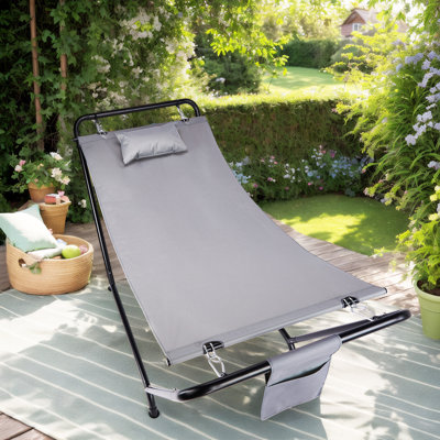 92''W Outdoor Hammock With Stand And Pillow