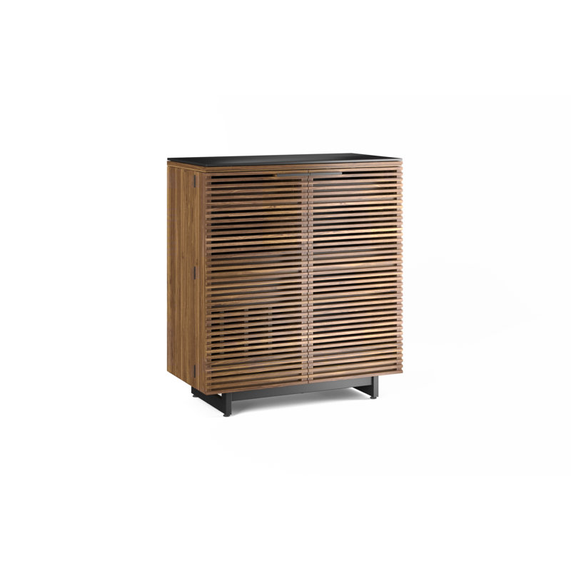 Corridor Glass Bar Cabinet, Natural Walnut