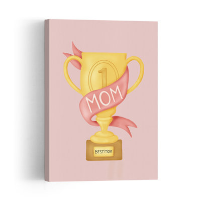Best Mom Trophy Abstract Contemporary Wall Art Print 1 Piece Wrapped Canvas Wall Art