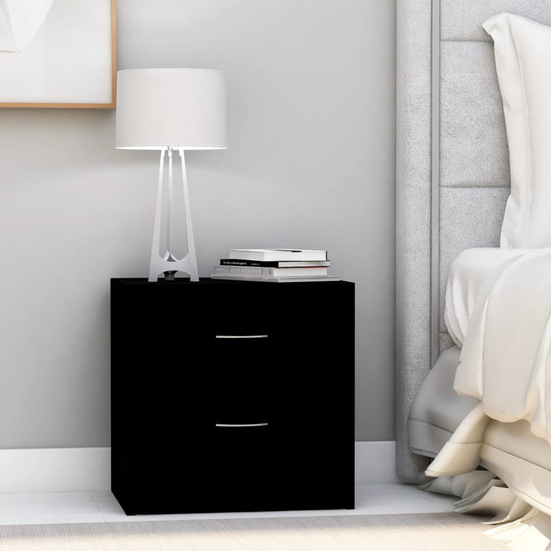 Bedside Cabinet Chipboard Nightstands Storage Unit, Old Wood, Set of 2