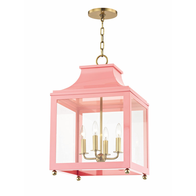 Leigh 4-Light Foyer Pendant, 18.63" H x 11.5" W x 11.5" D, Aged Brass, Navy