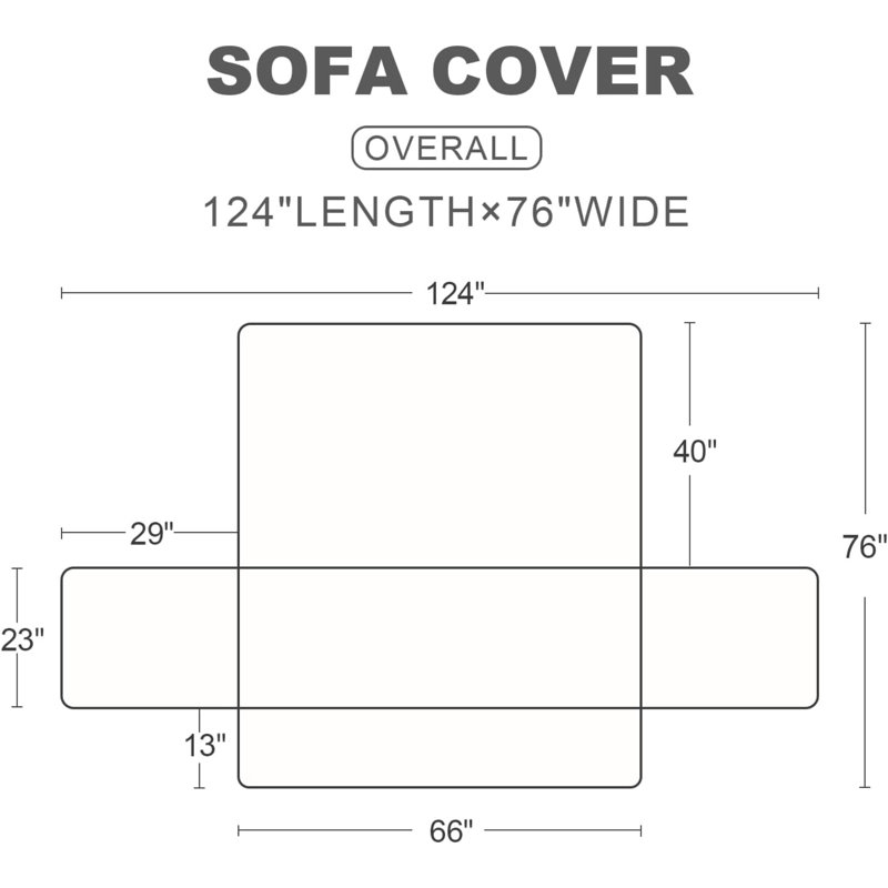 Housse pour canapé en polypropylène / oléfine, Polypropylène gris / oléfine, H 2 po x l 124 po x P 76 po