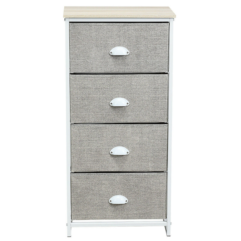 Commode de rangement 4 tiroirs Americus Tower, Blanc / gris