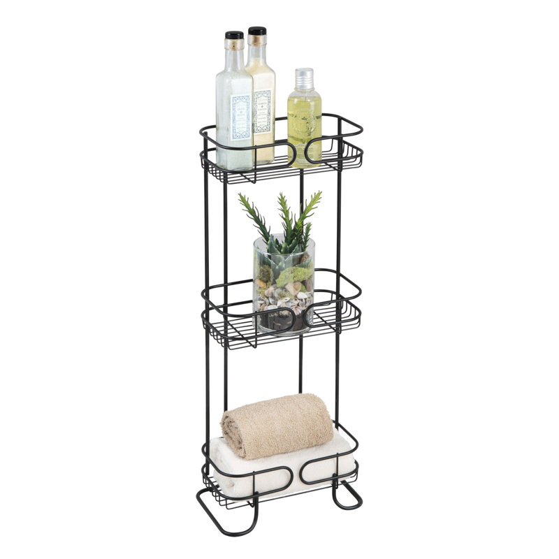 Matte Black Metal Freestanding 3-Tier Bathroom Organizer