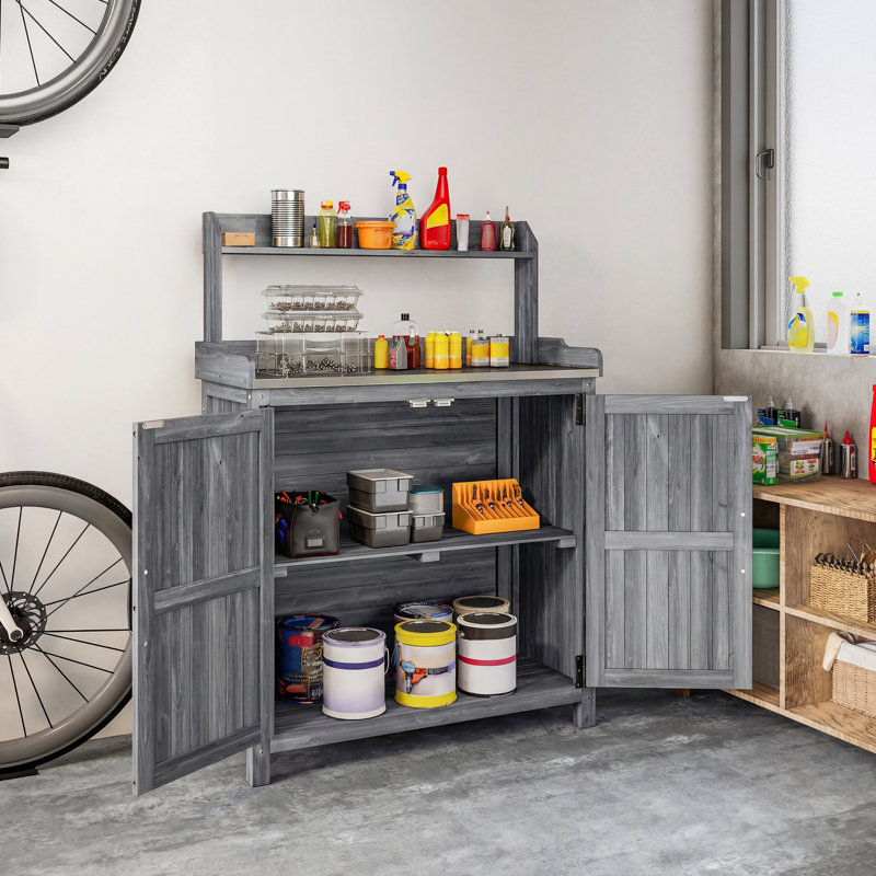 Wood, Metal Potting Bench