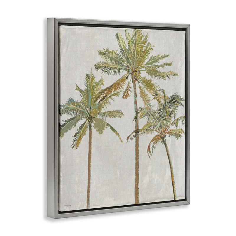 Cadre flottant Palm Pals Island Trees, design par Amber Sterling, H 21 po x l 17 po, Cadre flottant gris lustré
