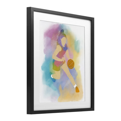 «Colorful Sports Basketball», reproduction encadrée sous verre, conception de Marcus Prime