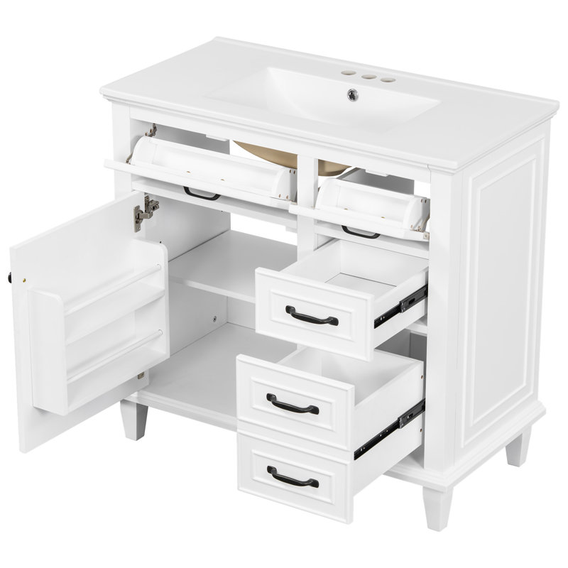 Meuble-lavabo 36 po avec comptoir en céramique, Blanc