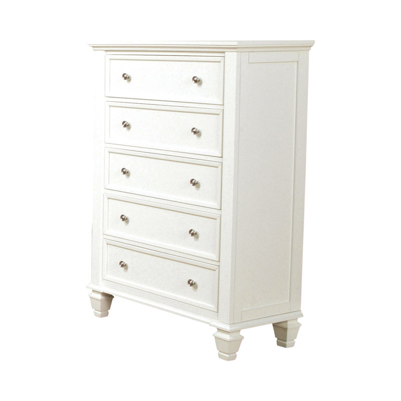 Commode 5 tiroirs l 36,25 po, Blanc