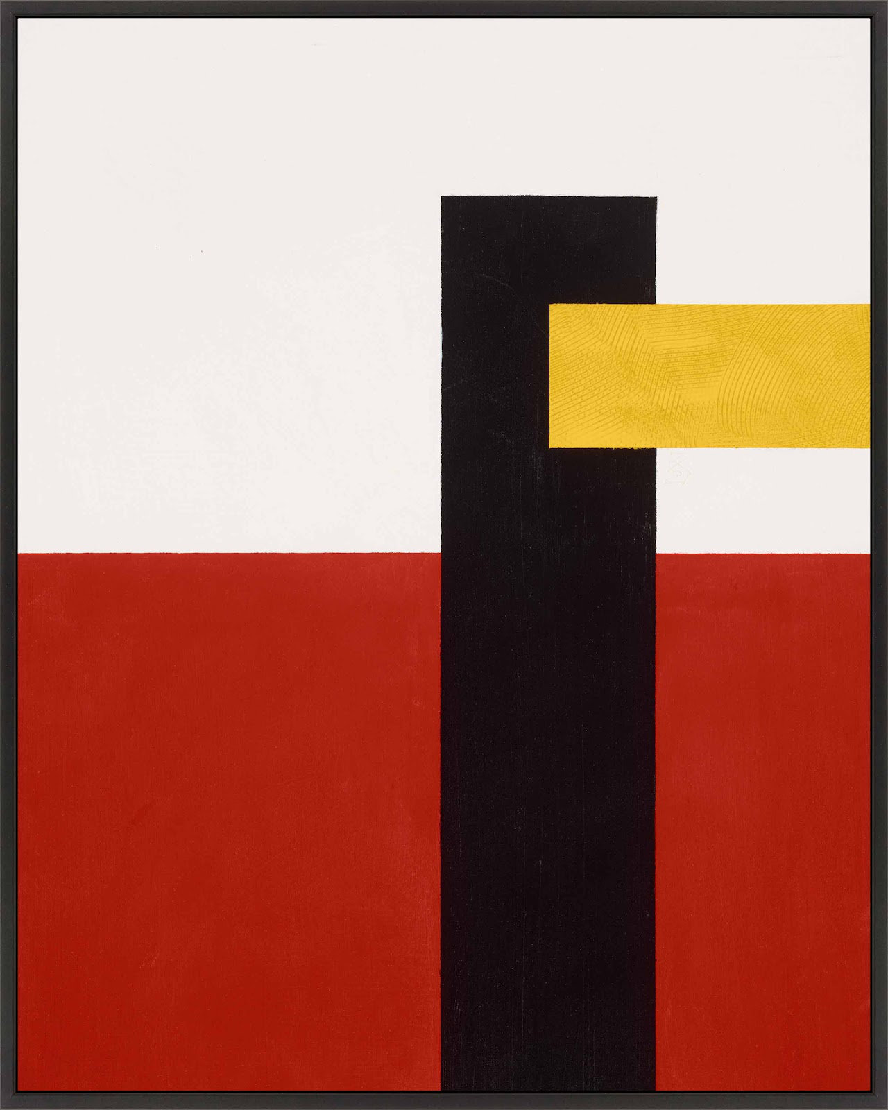 Composition With Yellow 4 by Robert Kamnatnik, Black Framed Canvas, 20" H x 16" W x 1.38" D