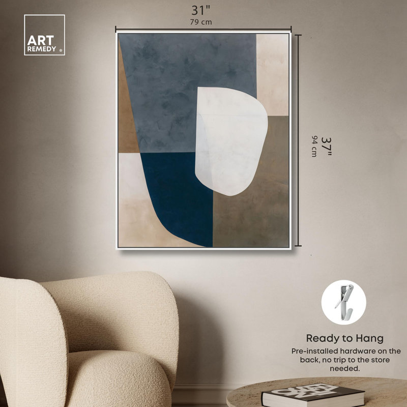 Décoration murale moderne sur toile Minimalist's Form II par Art Remedy, cadre blanc, 30 x 36, H 37 po x l 31 po, Cadre blanc