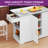 Rolling Kitchen Island Set With Trash Can, Stainless Steel Countertop, Drop Leaf, 2 Bar Stools-308068272