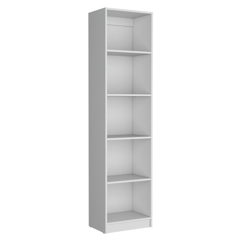 Bibliothèque blanche à 5 tablettes - Solution de rangement élégante et élégante, H 74 po x l 11,58 po, Blanc