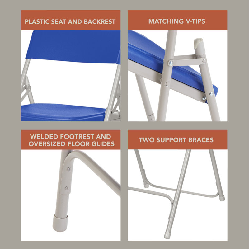 Lucille Plastic Stackable Folding Chair , Bleu
