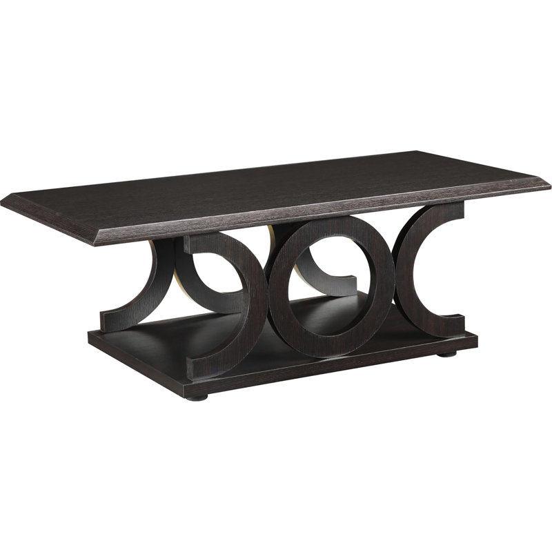 Rectangular Cappuccino Coffee Table With Functional Storage Shelf Brown Robust Form And Shelving Space