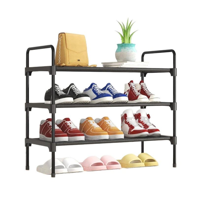 27.6'' Wide 3-Tier Shoe Storage Rack, Black