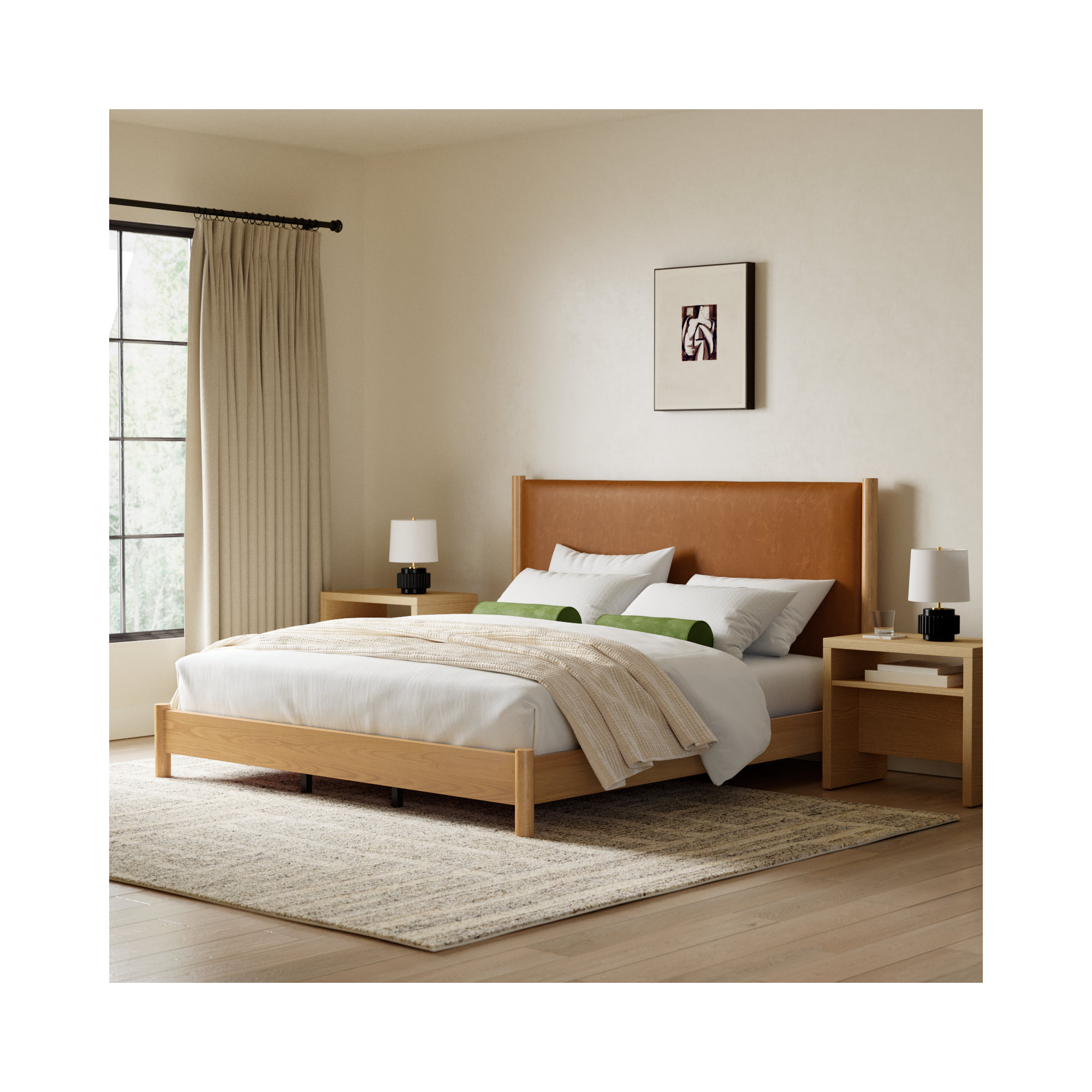 Kaplan Wood Bed, King, Natural/Brown