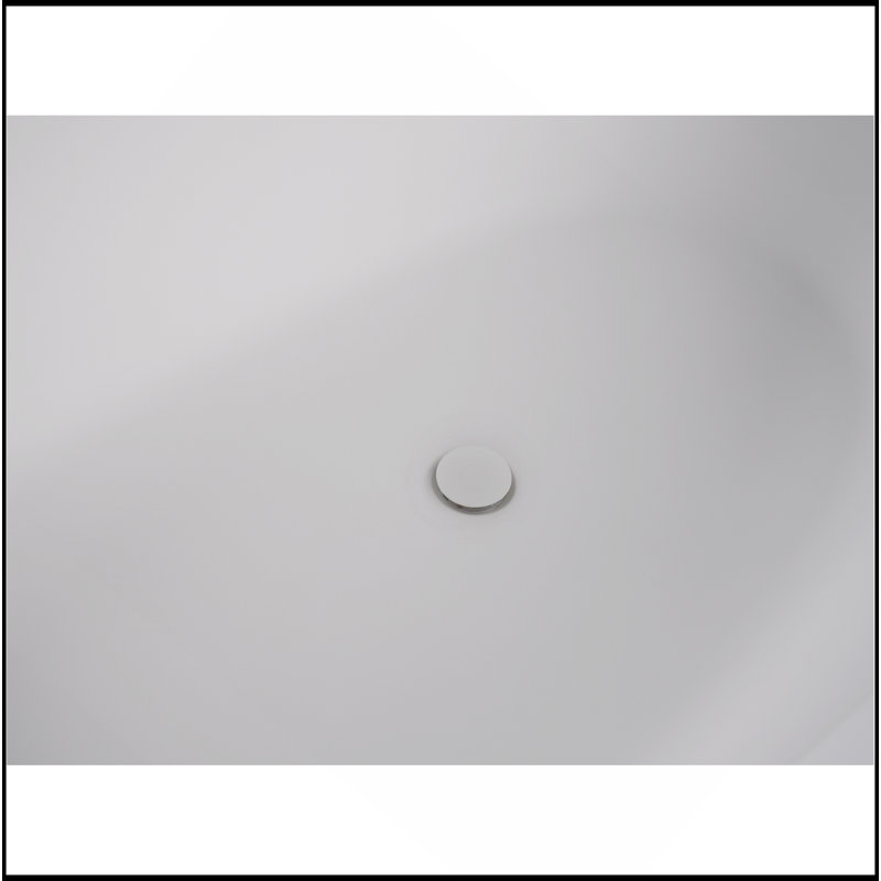 Baignoire autoportante de 65 pouces à surface solide avec trop-plein et bonde escamotable, blanc mat, conception ergonomique pour un confort ultime