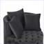 Fauteuil d'appoint pivotant en velours avec capitonnage à boutons, roues et amp; 3 coussins pour le salon | Noir | Mousse-824583984