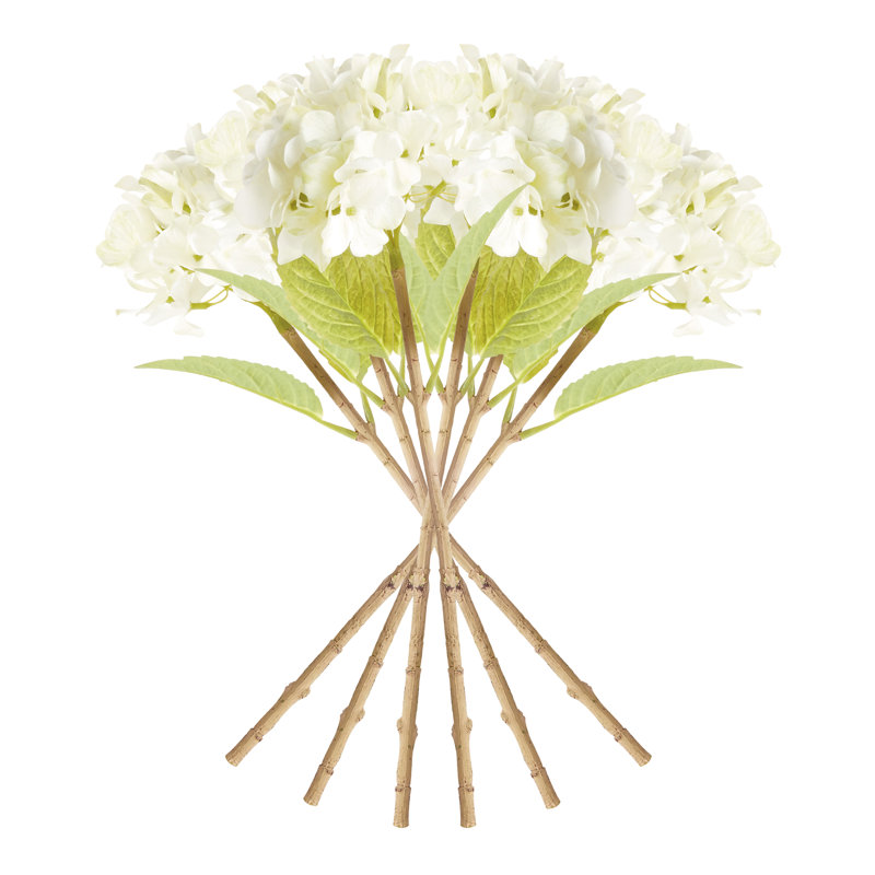 TIGES HYDRANGEA 18 po, ENSEMBLE DE 6, Blanc