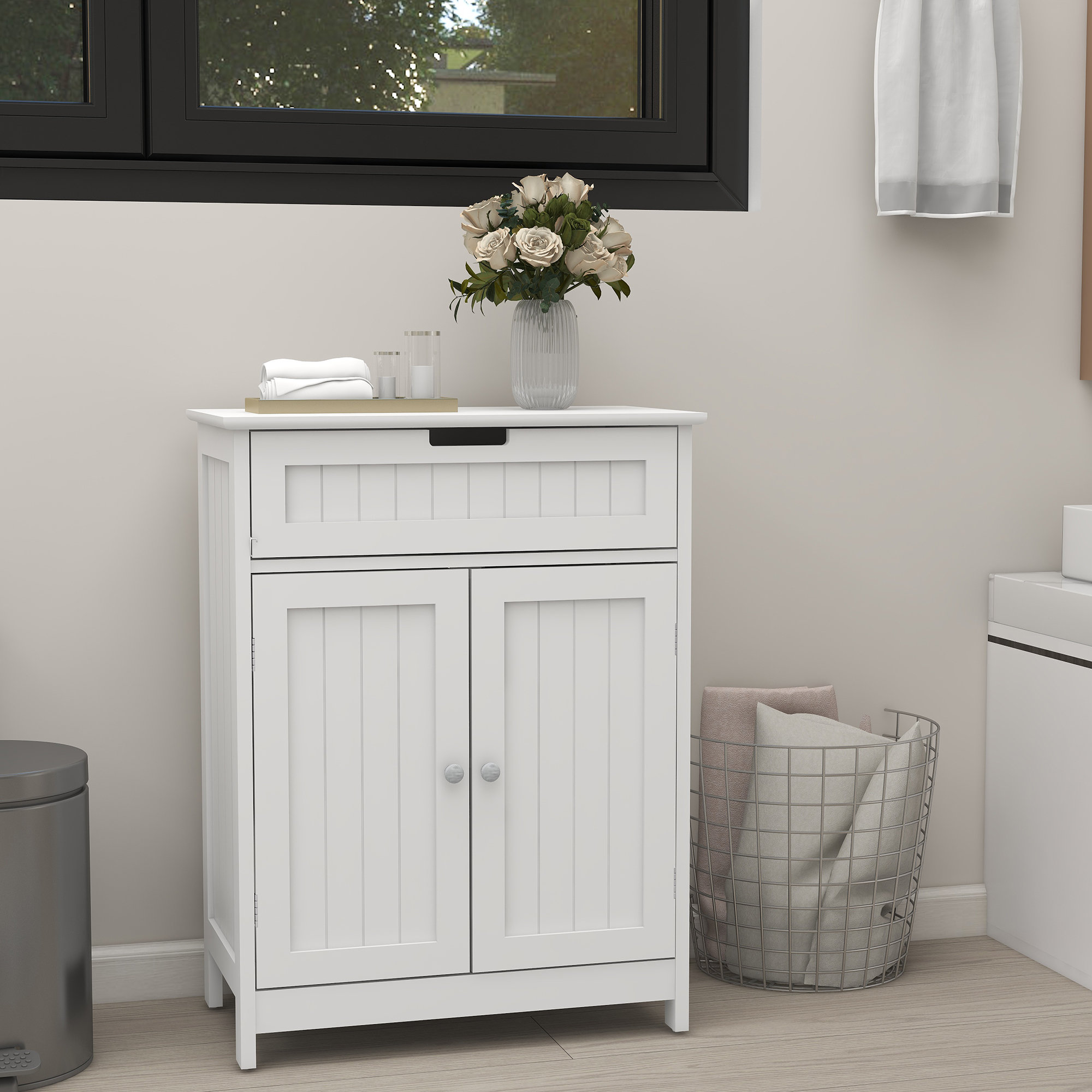 Deprise White Bathroom Storage Cabinet Ebern Designs