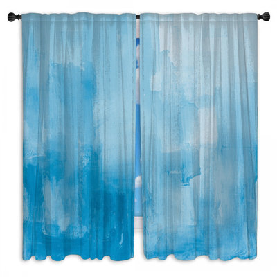 Rideaux de fenêtre à texture bleue brossée et occultant - 2 panneaux