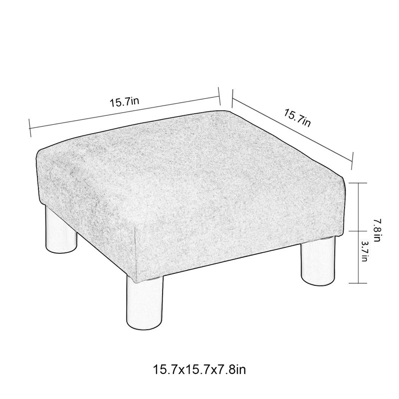 15.7'' Wide Square Footstool Upholstered Ottoman, Blue Fabric