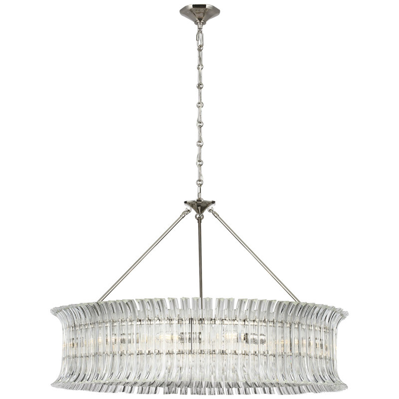 AERIN Rhine 36" Ring Chandelier with Crystal, Polished Nickel