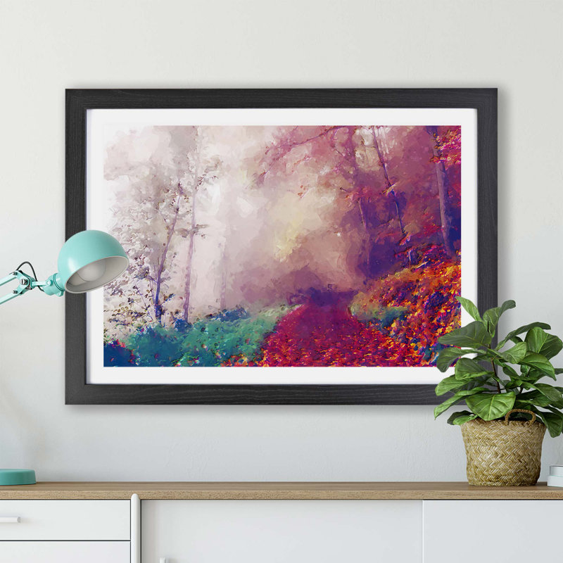 Forest Pathway - Single Picture Frame Print, Black, 24cm H x 33cm W x 2cm D