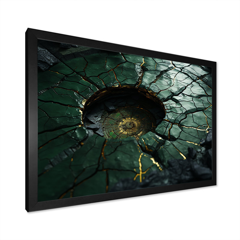 Vert émeraude pierre Amazonite géode I - art mural pierre géode, Cadre d'angle fermé noir, H 12 po x l 20 po x P 1 po