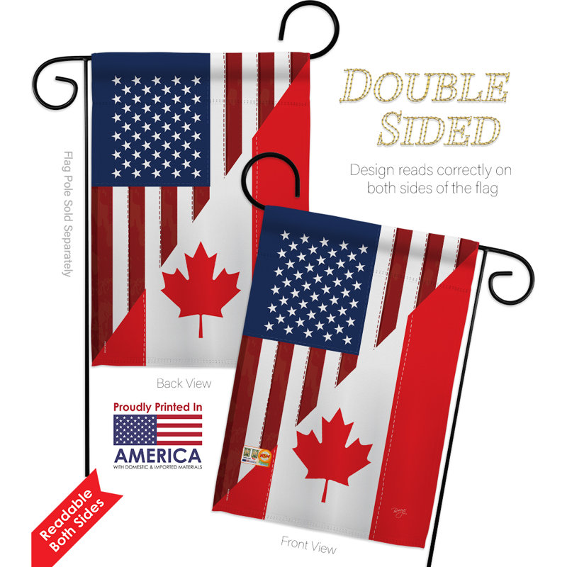 Ensemble de 2 drapeaux de jardin 2 côtés en polyester pour l’amitié american canada amitié impressions