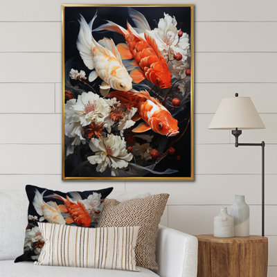 «Fishing Contemporary Koi Fish III», reproduction sur toile