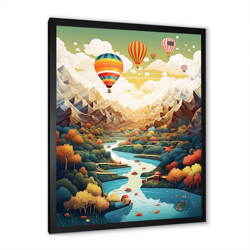 Vol en montgolfière, aventure fantaisiste III, H 20 po x l 12 po x P 1 po, Cadre photo noir simple