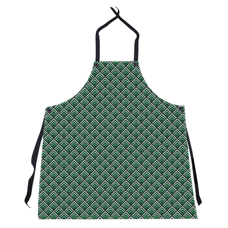 Bib Apron, Black/Green/White