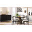 Table de salle à manger ronde avec finition latté, base piédestal et placages, Modern Soft Grace, 54 po x 30 po, bois massif +, teinte brune