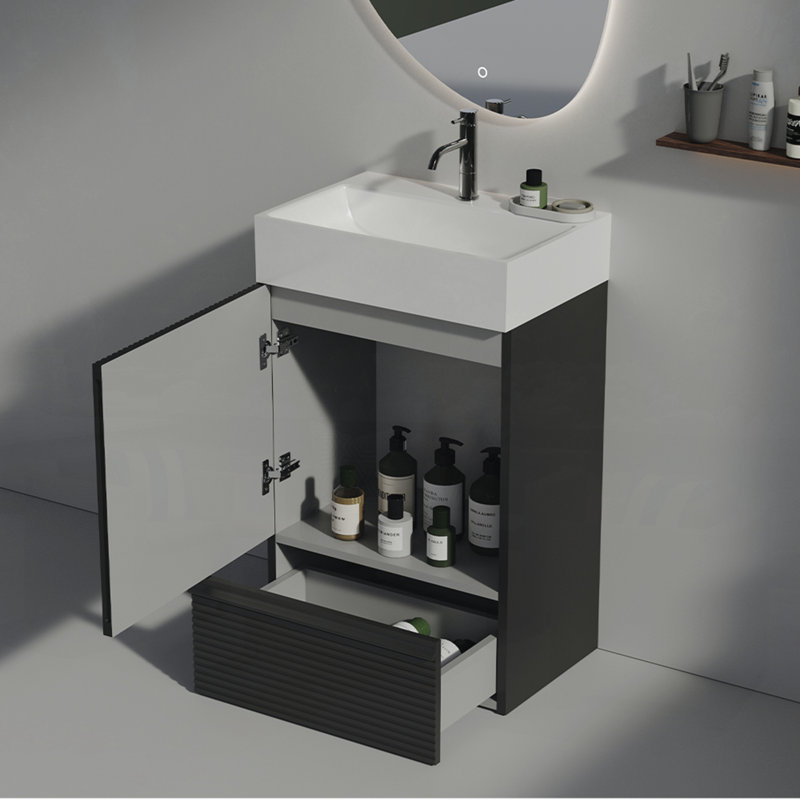 Meuble-lavabo de 20 po avec lavabo, Noir, noir, noir, noir
