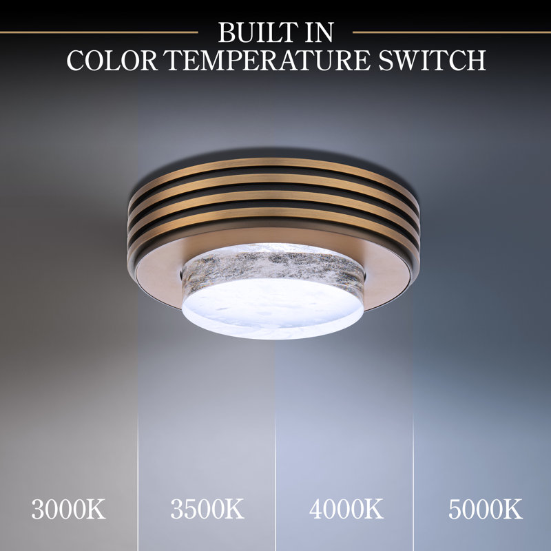 Zircle 1 Light Crystal LED Flush Mount, Aged Brass