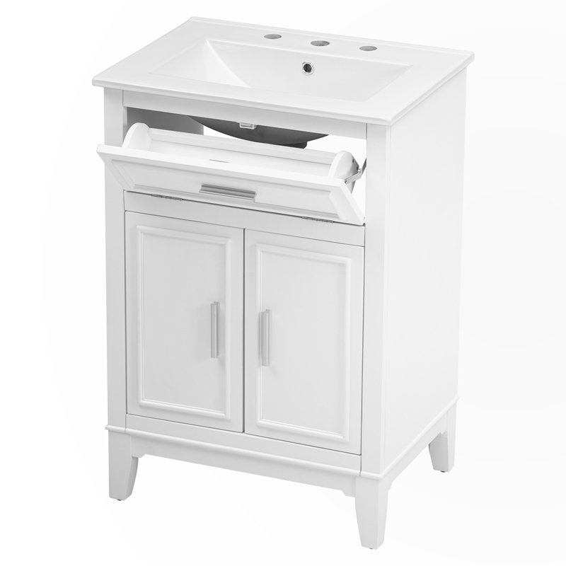 Meuble-lavabo de salle de bain avec un tiroir rabattable et des portes