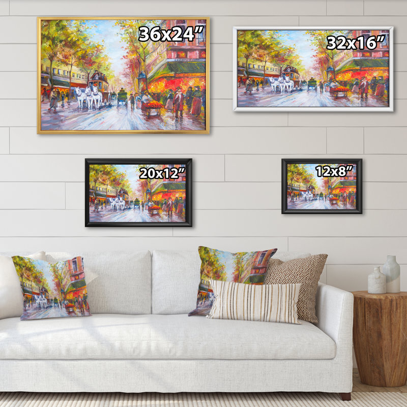Paris - reproduction de cadre flottant sur toile, H 12 po x l 20 po x P 1 po, Cadre flottant doré