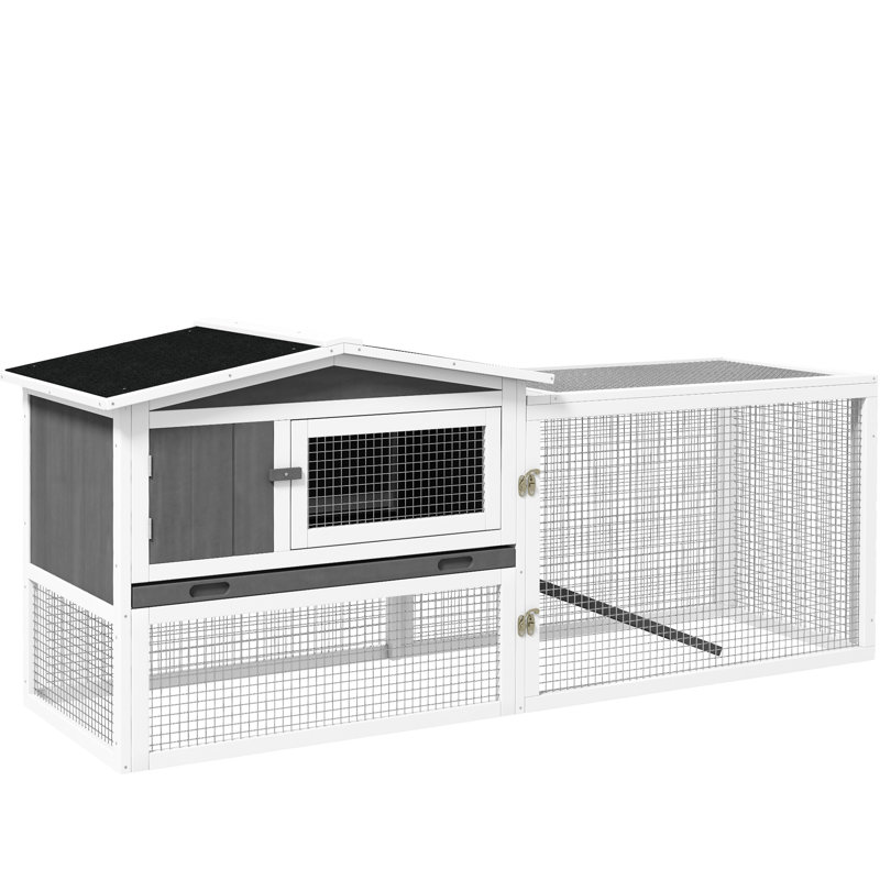Rabbit , 2-storey, Detachable Run, Waterproof, For 1 - 2 , Grey 2-storey Ample Space, 1-2