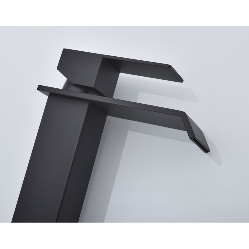 Waterfall Spout Bathroom Faucet,Single Handle Bathroom Vanity Sink Faucet, Matte Black