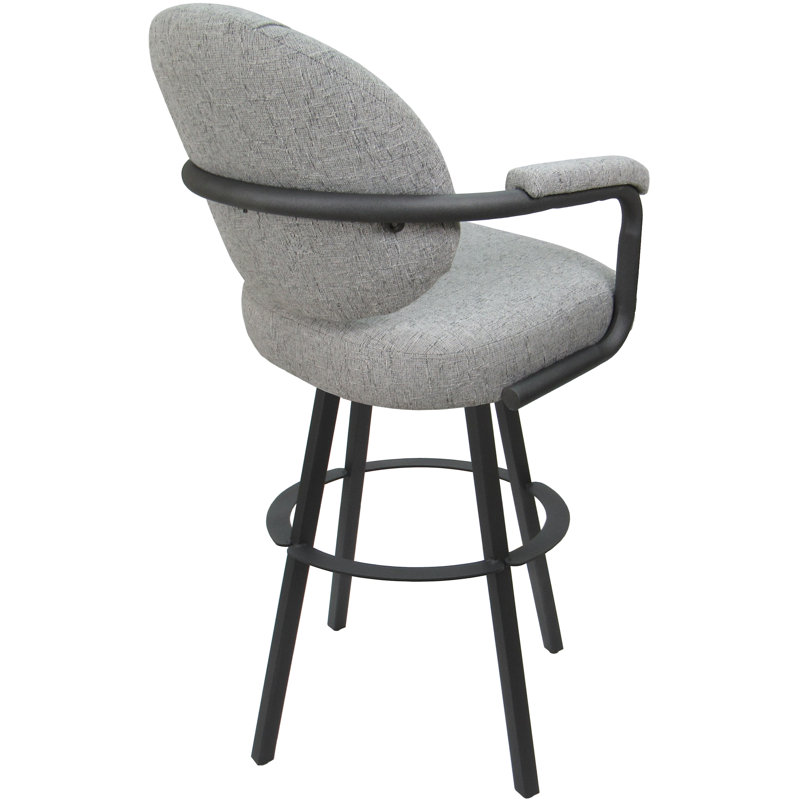Swivel Upholstered Counter Stool with Metal Frame, Slate Polyester Blend/Gray Frame