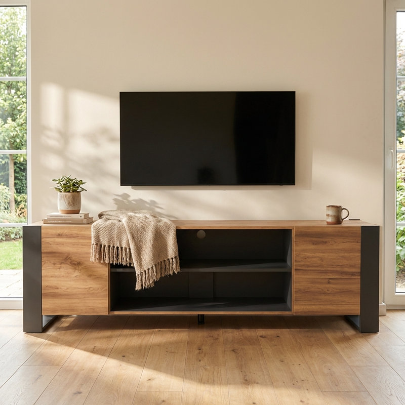 Meuble télé Rickeisha, Chêne / gris