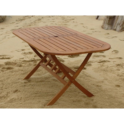 Afrin Oval Folding Outdoor Dining Table With Umbrella Hole , 150cm cm W 85cm cm D