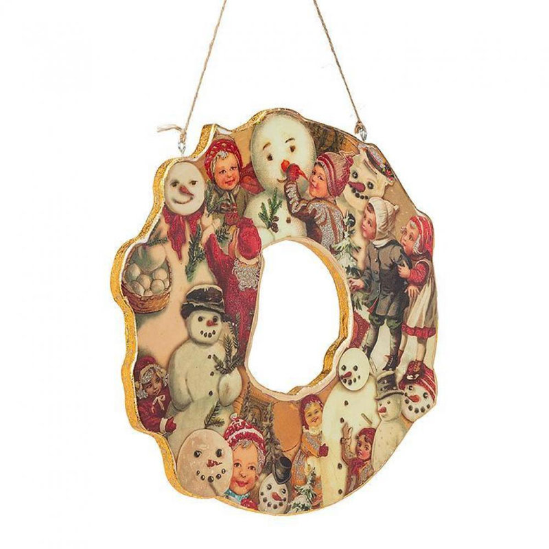 Couronne en faux bois, H 7 po x l 7 po x P 0,5 po